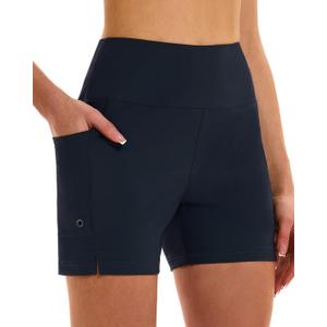 HODOSPORTS Women's 5''/7'' Swim Board Shorts High Waisted Quick Dry Swimsuit Bottoms with Liner Pockets Bathing Suit Trunks, Medium