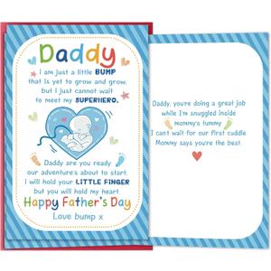 3 x Fathers Day Card for Dad to Be, Sweet Gift from the Bump, First Fathers Day Card Gift for Expecting Daddy, Pregnancy Announcement Keepsake from Unborn Baby