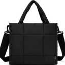 CLUCI Puffer Tote Bag for Women, Quilted Puffy Handbag, Lightweight Travel Crossbody Bag, Shoulder Purses for Shop Work Gym (Black)