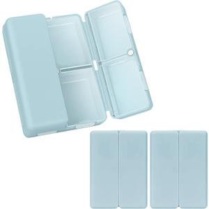 FYY Daily Pill Organizer,2 Pcs 7 Compartments Portable Pill Case Travel Pill Organizer,[Folding Design] Pill Box for Purse Pocket to Hold Vitamins,Cod Liver Oil,Supplements and Medication-Blue