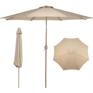 Aoodor 9 Ft Patio Market Umbrella, Outdoor Table UV Protection Umbrella with 8 Sturdy Steel Ribs, Push Button Tilt and Crank for Garden, Deck, Backyard, Poolside