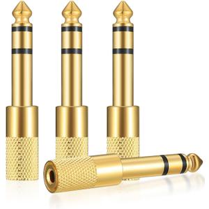 4 Pcs 6.35mm (1/4 inch) Male to 3.5mm (1/8 inch) Female Stereo Headphone Adapters, 3.5mm/1/8'' Female to 6.35mm/1/4'' Male Stereo Audio Adapter Jack Plug for Headphone, Gold Plate