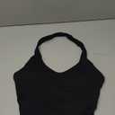 Dninmim Women Sleeveless Camisoles Solid Ribbed Crop Vest Halter Neck Sexy Casual Bra Tank Top (M (47.5-52.5kg), Black)