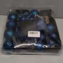 50PCS Christmas Tree Ornaments Set with Shatterproof Balls Icicle Snowflake Hanging Ornaments for Home Office Farmhouse Christmas Decorations, Dark Blue