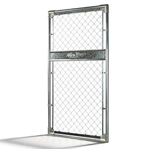 Epcee 2.6ft x 5ft Galvanized Steel Chain Link Fence Gate, Heavy-Duty Metal Gate with Decorative Trim, Adjustable Chain Link Tension Bands & 304 Stainless Steel L-Connectors for Yard Garden Farm