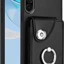 Wallet Case for Samsung Galaxy A26 5G,[Store 6 Cards] Black YBK | Premium Leather,with Card Holder,360° Rotatable Ring Stand,Magnetic Clasp,Shockproof Protective,Durable