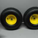 AR-PRO Exact Replacement 15" x 6.00-6" Front Tire and Wheel Assemblies Compatible with John Deere Riding Mowers 100 and D100 Series - 3" Centered Hub and 3/4" Bushings, 4Ply Pneumatic (Set of 2) (Yellow)