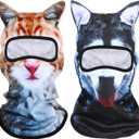 Shyyween 3D Cat Ski Mask Dog Balaclava Sheisty Breathable Cycling Mask Ice Silk Face Cover for Sunscreen Protection Outdoor