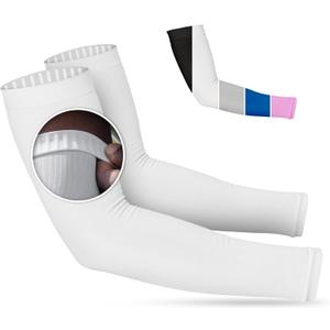 SportsTrail Cooling Arm Sleeves for Men & Women  Breathable, UV Sun Protection, Sports Arm Sleeves for Women, Men & Youth (One Size, 1 Pair: White)