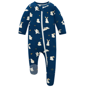 O2 BABY Baby Boys Girls Organic Cotton Zip-Front Sleeper Pajamas, Footed Sleep 'n Play Newborn