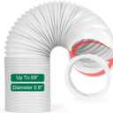 HOXHA Portable Air Conditioner Hose Kit 59 Inch Length 5.9 Inch Diameter AC Vent Hose with 5.9 Inch AC Vent Hose Adapter, AC Replacement Exhaust Hose Anti-Clockwise with Tube Coupler Connector
