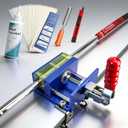 Crestgolf Golf Repair Kit Drill-Free & Drill Installation for Regripping Golf Clubs, Inlcudes 13PCS Grip Tapes, Hook Knife, Solvent, Grip Tape Remover and Aluminum Vise Clamp for Home or Workshop (blue)