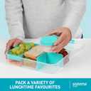Sistema To Go 1.48L (2-Pack) Bento Box Food Storage Containers, School Lunch Boxes with Removable Dividers & Snack Pot, Two 1.48L Containers, Freezer, Microwave, & Dishwasher-Safe, BPA-Free