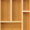 Bamboo Drawer Organizer Set, 5-Piece Storage Trays for Kitchen, Bathroom, Office Desk, Makeup & Junk Drawers,Utensils