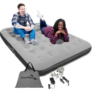 EnerPlex Camping Air Mattress with Built in Pump - Queen Blow Up Mattress for Travel & Guests - Portable Bed for Adults and Kids - Grey, 9" Queen Size