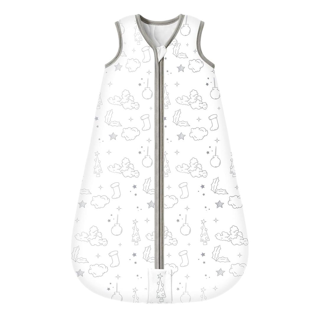 Mosebears Sleep Sack Baby Winter Wearable Blanket with 2-Way Zipper,2.5 TOG Cotton Sleep Sack Unisex (White Cloud, 18-24 Months)