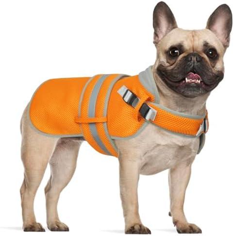 Lelepet Cooling Vest for Dogs Lightweight Breathable Cooling Dog Vest with Adjustable Straps Summer Dogs Shirt Reflective Harness Vest with D-Rings for Hiking, Beach, Backyard, Large, Orange