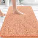 OLANLY Bathroom Rugs 30x20, Extra Soft Absorbent Chenille Bath Rugs, Rubber Backing Quick Dry, Machine Washable Bath Mats for Bathroom Floor, Tub and Shower, Home Decor Accessories, Peach