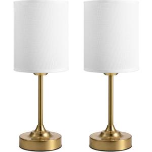 Touch Control Cordlss Table Lamp, USB-C Rechargeable Lamp with Stepless Dimming, 4000mAh Battery Operated Vintage Bedside Lamp for Bedroom, Living Room, Night Light & Emergency Lighting, Brass, 2 Pack