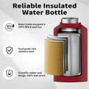 WATERSY 2/3 Gallon Water Bottle Insulated(Cold for 48 Hrs),BPA Free&Leak Proof,87oz Stainless Steel Water Jug/Flask,Big thermo,Large Water Bottle with Handle for Gym,Hiking,Camping,Red