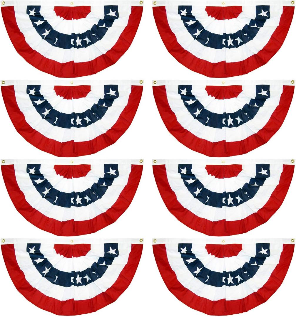 EBaokuup 8 Pcs USA Patriotic Pleated Fan Flags-3 x1.5 Ft American US Flag Bunting Banner Patriotic Bunting Flag Stars and Stripes Flag Bunting for Memorial Day The 4th of July and Labour Day