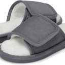 SHIBEVER Women's Slippers Fuzzy Open Toe Slip On Indoor House Shoes Comfy Bedroom Women Slippers (Gray)