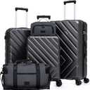 Luggage Sets 5 Piece, Suitcases with Wheels, ABS Hard Case Luggage with TSA Lock Spinner Wheels, Carry On Luggage Set(5 Piece Sets (20"/24"/28"/DB/TB)) (Wolf Grey)