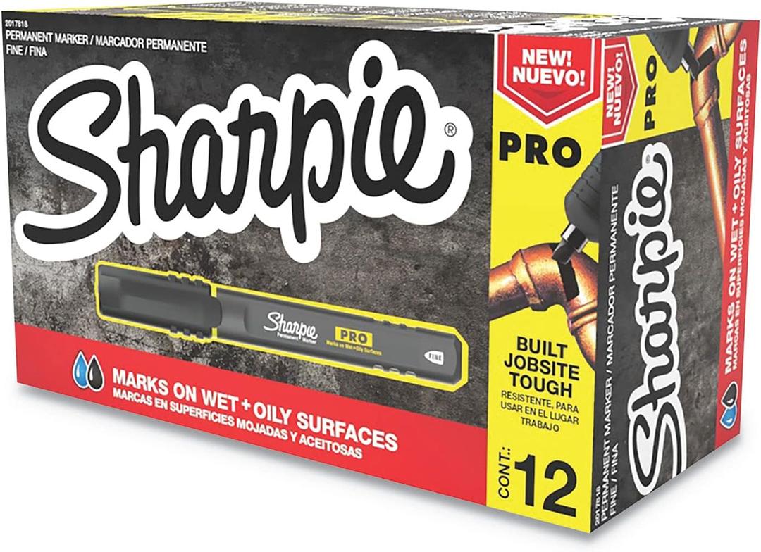 Sharpie Pro Permanent Marker, Fine Point, Black, 12 Count (2017818)