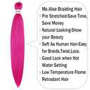 6 x 6Pack Pre Stretched Braiding Hair Hot Pink Braid Hair Prestretched Braiding Hair Box Braiding Hair Magenta Pink Braiding Hair Pre Stretched 26ich