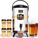 WantJoin Insulated Beverage Dispenser - 1-pack Thermal Hot and Cold Drink Dispenser with Spigot, Stainless Steel Premium 12 L/3.2 Gallon for Coffee & Hot tea,Cold Milk,Water,Juice (Silver) (EXP 02/04/26)