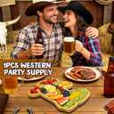 1Pcs Cowboy Birthday Party Decorations Wooden Boot Charcuterie Board Western Baby Shower Supplies Cowgirl First Rodeo Food Platter Fillable Tray Plates for A Little Cowboy is on the Way Party Favors