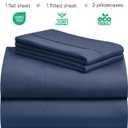 LuxClub 4 PC King Sheet Set, Deep Pockets Wrinkle Free Cooling Bed Sheets Hotel Bedding for Women, Men, Includes 1 Fitted Sheet, 1 Flat Sheet and 2 Pillowcases-Soft Navy