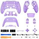 ExtremeRate Full Set Shell with Buttons Touchpad Compatible with ps5 Edge Controller, Clear Atomic Purple Replacement Decorative Trim Shell Front Back Plates Compatible with ps5 Edge Controller