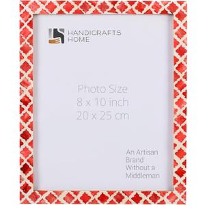 Handicrafts Home Handmade Decorative 8x10 Picture Frame | Unique Boho Chic Home Decor | Moroccan Art Inspired Red Photo Frame for Wall & Tabletop, Colorful Frames for Bedroom, Office Decor & Gift