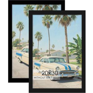 20x30 Poster Frame 2 Pack, 20 x 30 Picture Frame for Posters and Art Prints, Horizontal or Vertical Wall Mounting (Black)