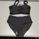 BMJL Women's High Waisted Bikini Sets Sporty Two Piece Swimsuits Color Block Cheeky High Cut Bathing Suits, Size Medium