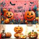 Pink Halloween Decor Happy Halloween Kids Banner, 4x6 ft Night Party Decorations, Spooky Indoor Ghost Banner (Orange Pumpkin)