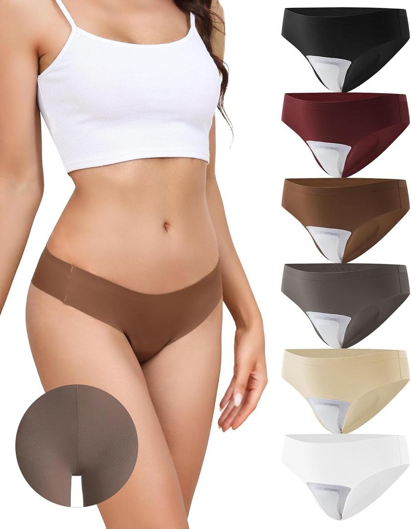LEVAO Seamless Thongs for Women-Low Waist Invisible G-string No Show Thong Panty Liners Workout Panties S-XL (Black/White/Khaki/Skin Color/Red Brown/Coffee)