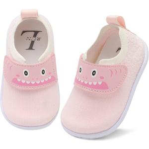 L-RUN Baby First Walking Shoes Soft Sole Non-Slip Sock Sneakers for 6-30 Months Infants Toddlers Indoor and Outdoor (Pink)