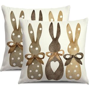 Easter Pillow Covers 20X20 Inch Set of 2,Polka Dot Bunny Throw Pillow Covers for Easter Decorations Spring Rabbit Cushion Case Decoration for Sofa Couch