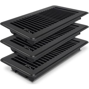 4 x 10 Floor Register, Black Floor Vent Covers for Home Floor, Adjustable Air Vent Covers Home Sidewall Vent Office or Ceiling Vent - Heavy Duty Steel Walkable Floor Vents - 3 Pack