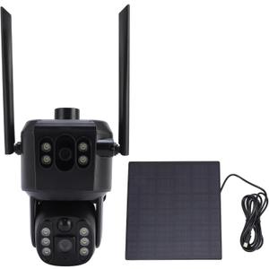 4K Dual Lens Solar Security Camera Wireless Outdoor, 360 PTZ Dome Cam for Home Security with Color Night Vision, Human Detection