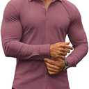 COOFANDY Men's Muscle Fit Dress Shirts Wrinkle-Free Long Sleeve Casual Button Down Shirts M