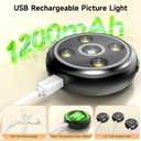 3 Pack Picture Light for Wall with 1200mAh Rechargeable Battery Operated Lights Remote Dimmable Timer Painting Light Magnetic 3 Adjustable Lighting RGB Modes Wall Decor Lights for Living Room (Black)