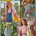 3 Pack Girls Shirts Short Sleeve Mock Turtleneck Cotton Cute Lettuce Trim Summer Tops 5-14Y Kids Clothes