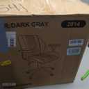 HeroSet Leather Office Chair with Removable Armrests, Mid Back Ergonomic Desk Chair with Lumbar Support, Adjustable Height Rocking Swivel Executive Chair for Home Office, Dark Gray, 21 Inches X 21 Inches X 39 Inches
