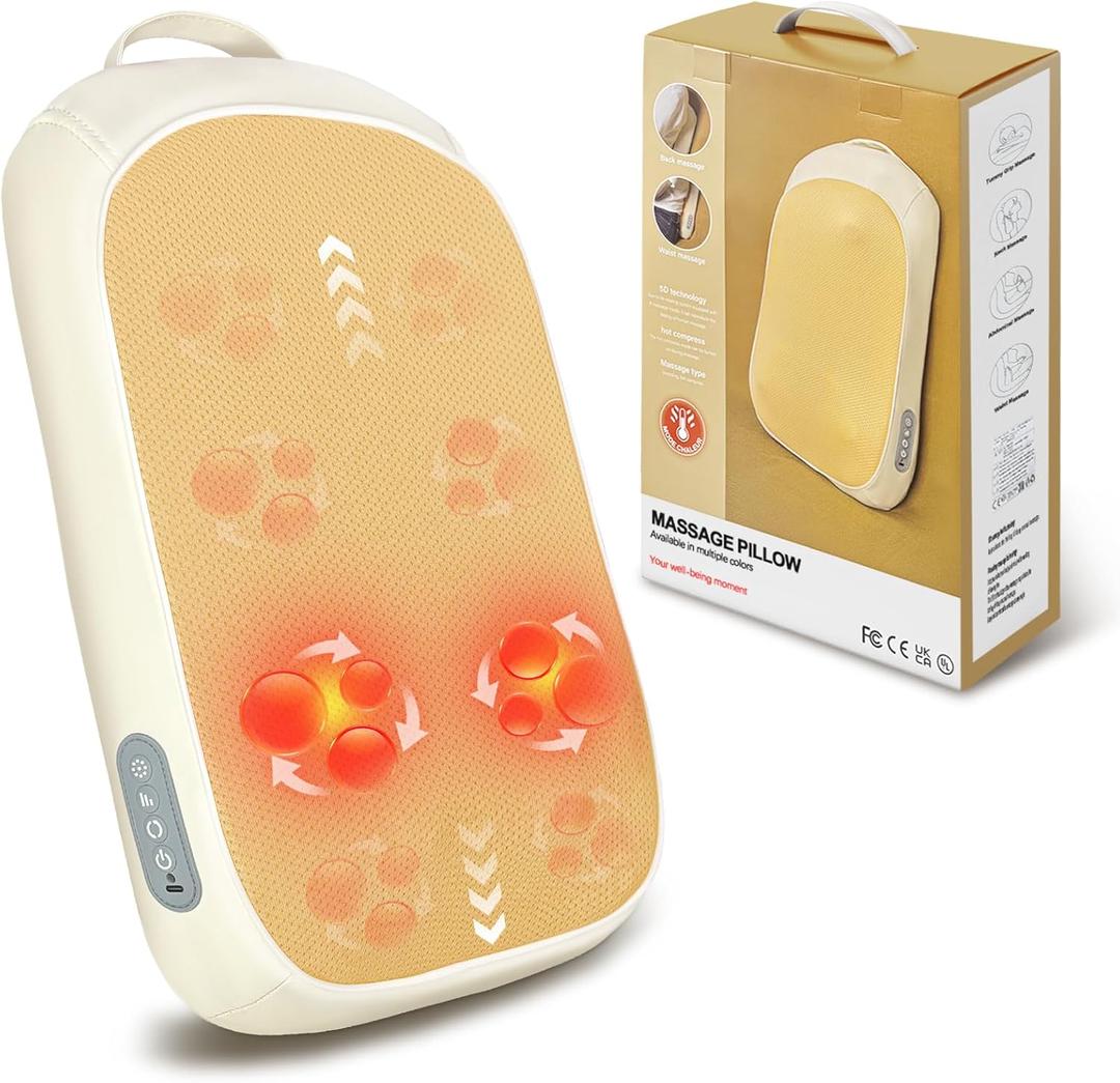 Shiatsu Back and Neck Massager for Pain Relief Deep Tissue, Up and Down Rolling Back Massager with Heat, Cordless Kneading Massage for Office Home Car, Birthday Gifts for Women Men Mom Dad