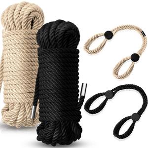 4 Pcs Craft Rope Kit - Includes 2 Bundles Soft Silk Cords & 2 Adjustable Nylon Bracelets, 32. 81 ft Multipurpose Twisted Trim for DIY Projects, Home Decor & Daily Use(Black, Beige)