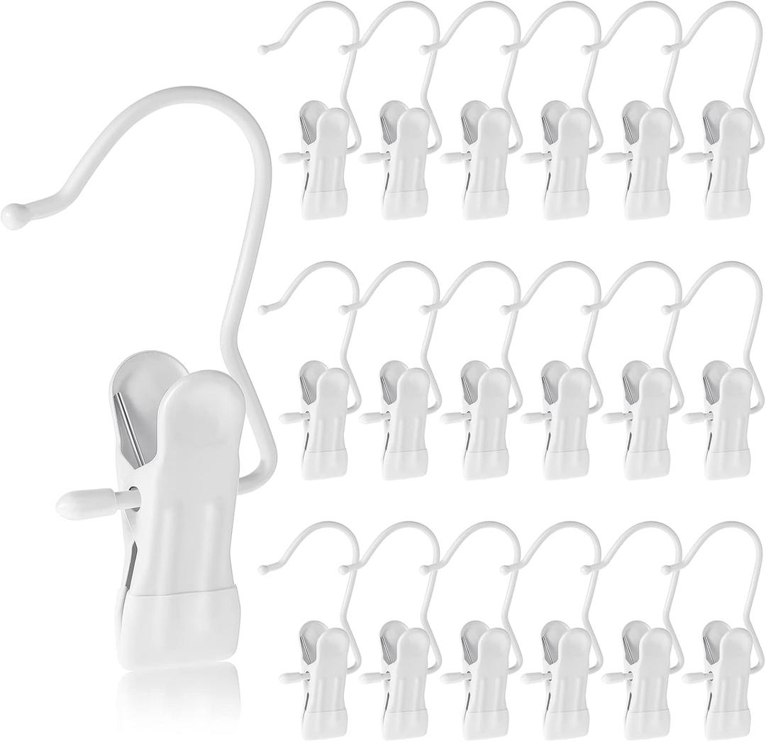 Hotop Boot Hanger Clips for Closet, Laundry Hanging Hooks Heavy Duty Clips Boot Holder Portable Single Hooks Space Saving for Pants Jeans Clothes Hats Tall Towels(White,36 Pieces)