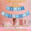 3 x Happy Birthday Banner Light Blue Happy Birthday Sign Birthday Decorations for Birthday Party Backdrop Wall Decor Light Blue Birthdays Sign for Men Women Party Supplies